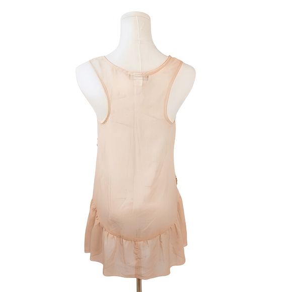 Love 2 Be Loved Peach Sequin Tunic Tank Top Small Sheer Layered Hem - Picture 2 of 5